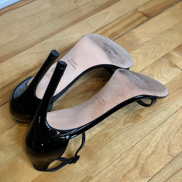 Stuart Weitzman Nudist black patent leather sandal, size 9M - Picture 9 of 11
